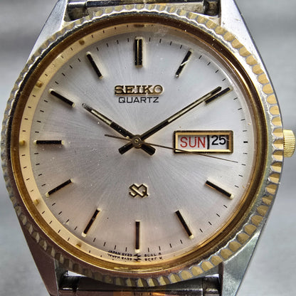 Seiko President Watch Men 36mm Silver Dial Two Tone Daydate 5Y23-8A69 New Batt1