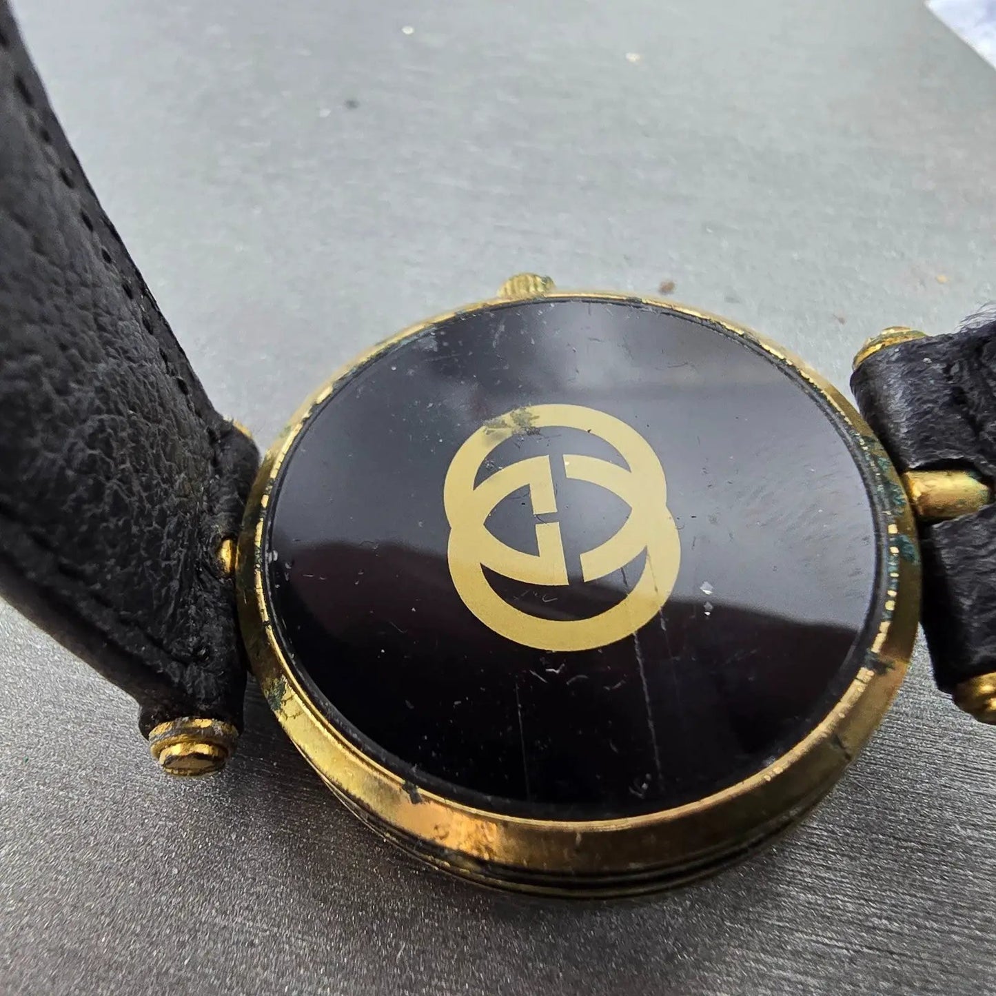 Gucci Triple Calendar Moon Phase Watch Men 30mm White Dial Gold Plated PARTS VTG9