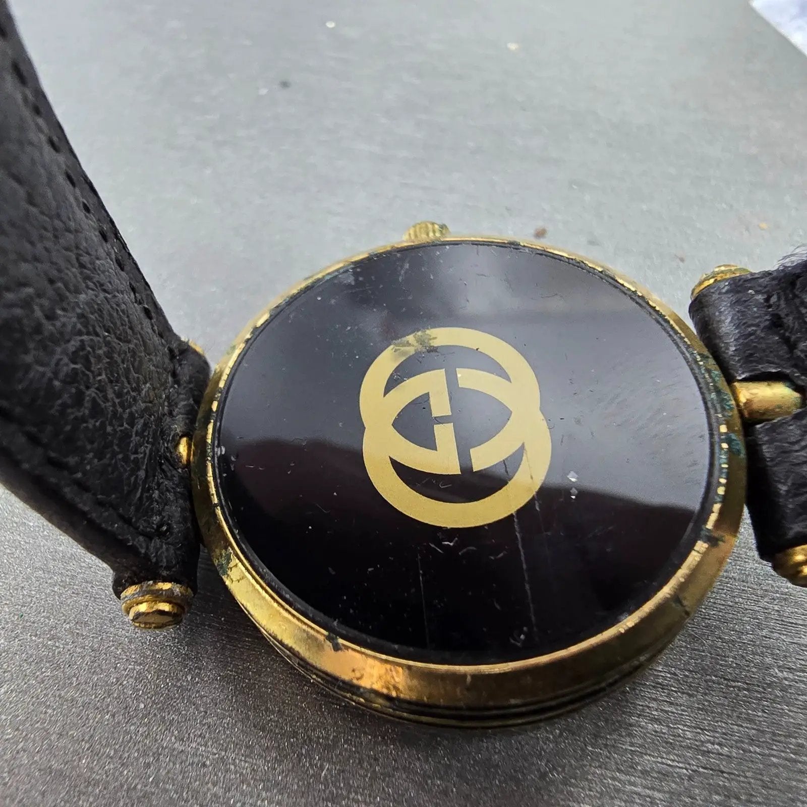 Gucci Triple Calendar Moon Phase Watch Men 30mm White Dial Gold Plated PARTS VTG9