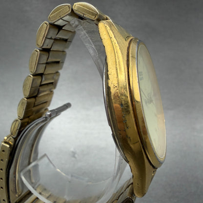 Seiko Watch Men 37mm Luminous Dial Gold Tone Daydate Round 7N43-9048 New Batt 7H3