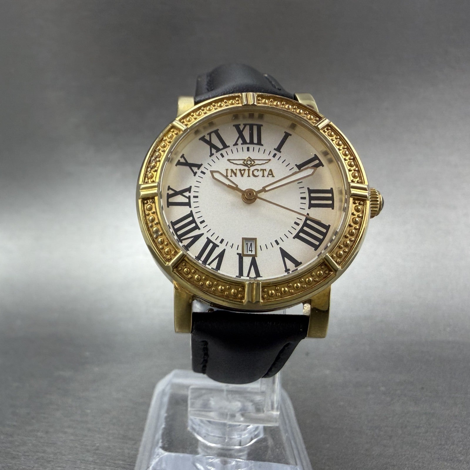 Invicta Wild Flower Watch Women 33mm White Dial Gold Tone Date Round New Battery5
