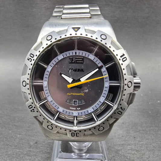 Fossil Blue Automatic Dive Watch Men 42mm Silver Dial Steel Date AM-4029 Runs0