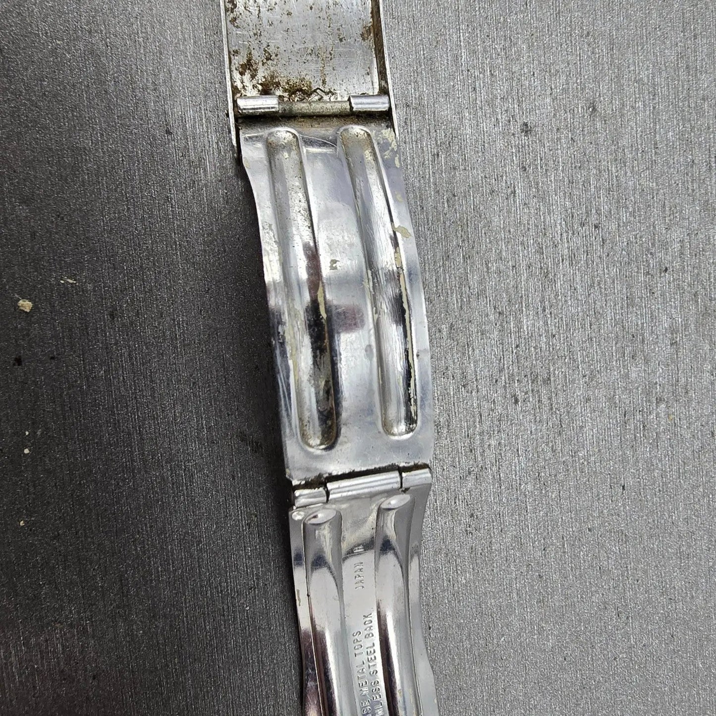 Seiko SQ Bracelet 17mm Stainless Steel Two Tone Tri Folding Clasp VTG Japan B27411