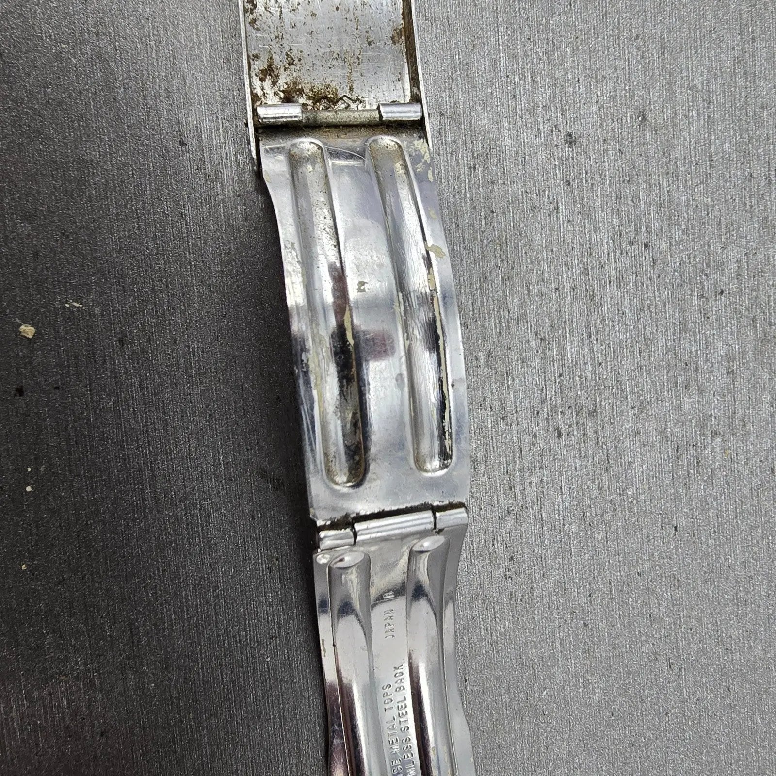 Seiko SQ Bracelet 17mm Stainless Steel Two Tone Tri Folding Clasp VTG Japan B27411