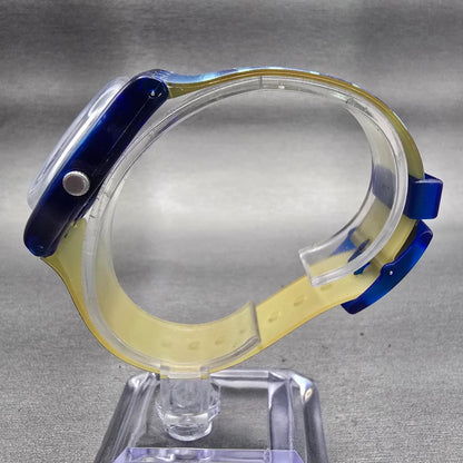 Swatch LINAJOLA Watch Unisex 34mm Blue Dial Blue Case Round GN237 New Battery6
