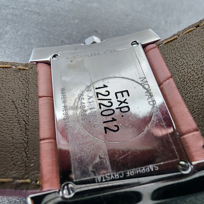 Movado Eliro Watch Women 32mm Pink Dial Silver Tone Rectangle New Battery