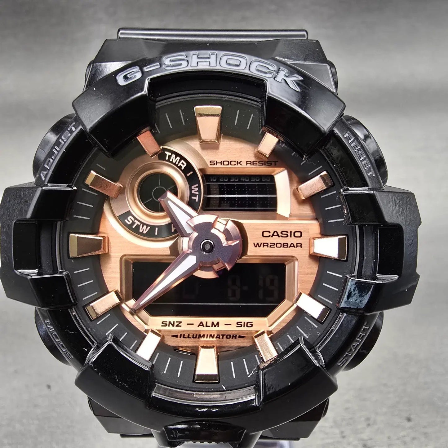 Casio G-Shock GA-700MMC Watch Men 53mm Rose Gold Dial Black Chrono Alarm New Bat1