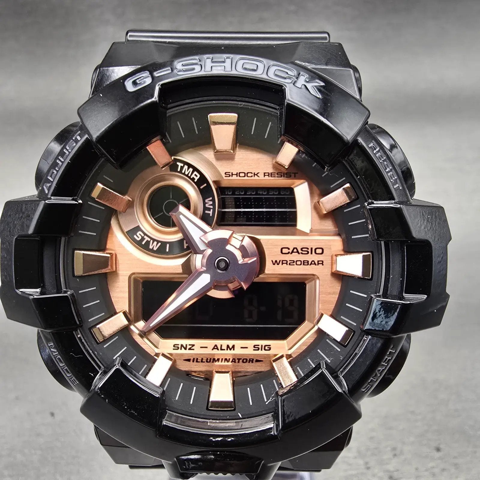 Casio G-Shock GA-700MMC Watch Men 53mm Rose Gold Dial Black Chrono Alarm New Bat1
