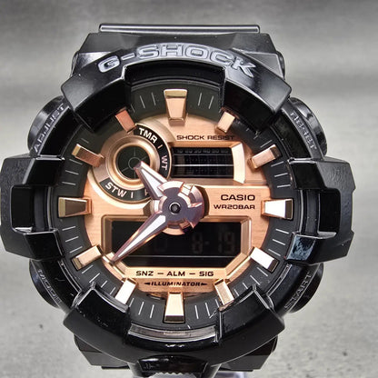 Casio G-Shock GA-700MMC Watch Men 53mm Rose Gold Dial Black Chrono Alarm New Bat1