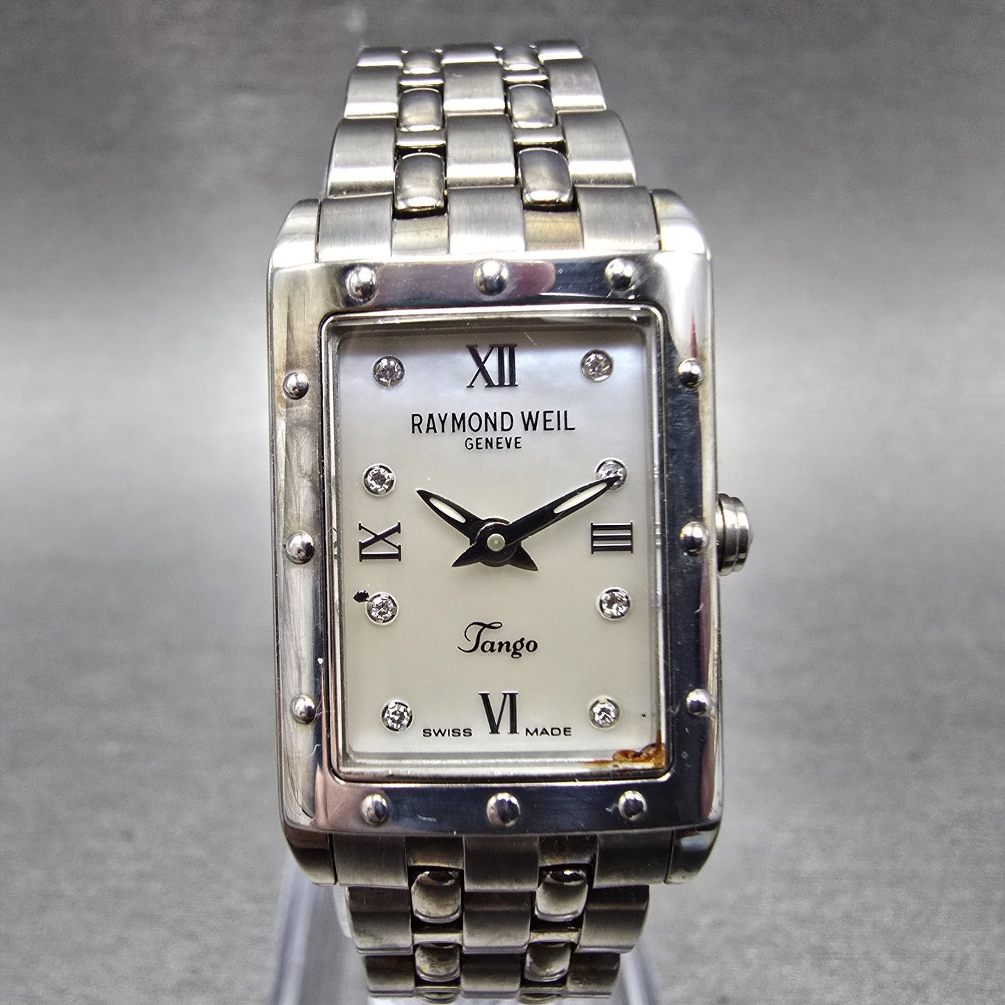 Raymond Weil Tango Watch 19mm MOP Dial Silver Tone Rectangle 5971 New Battery FG0