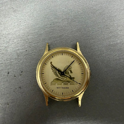 Wittnauer Pegasus Watch Men 33mm Champagne Dial Gold Tone Round New Battery0