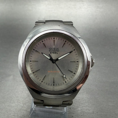 Guess Water Pro Watch Men 37mmm Silver Dial Silver Tone Round P177GL New Battery0