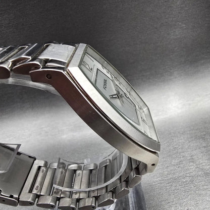 Fossil Arkitekt Watch Men 38mm Silver Dial Silver Tone Date FS-4380 New Battery3
