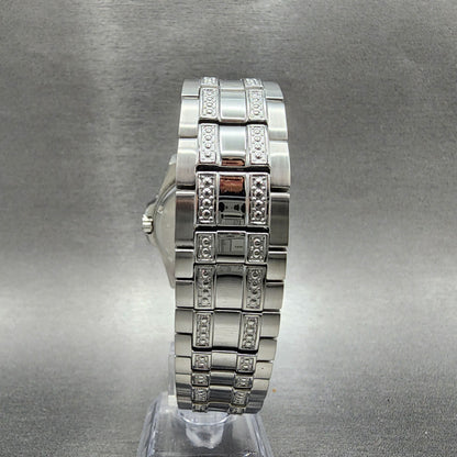 Bulova Watch Men 43mm Black Dial Steel Crystal Accents Date Round 96K105