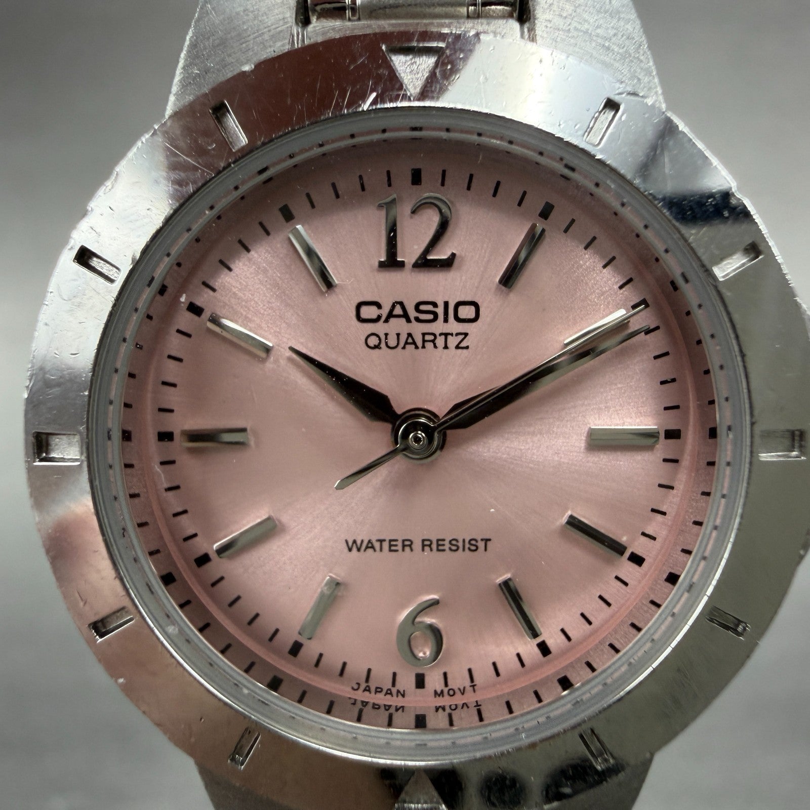 Casio Watch Women 24mm Pink Dial Silver Tone Round LTP-1177 New Battery 6571
