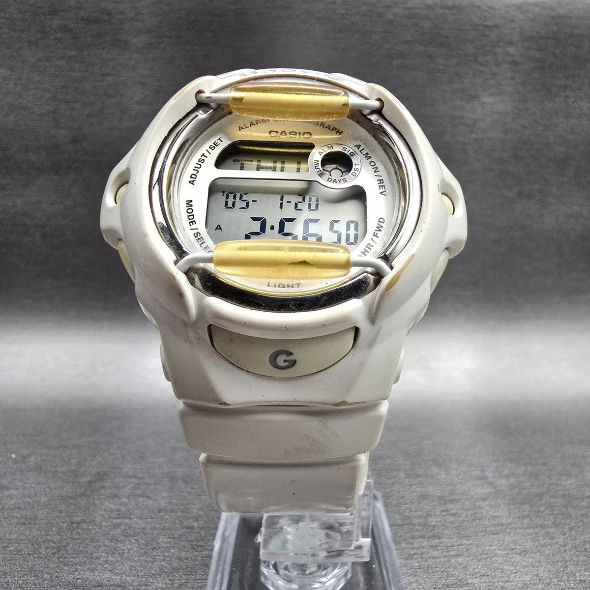 Casio Baby-G BG169R Watch Women 43mm Silver Dial White Chrono Alarm New BatteryJ5