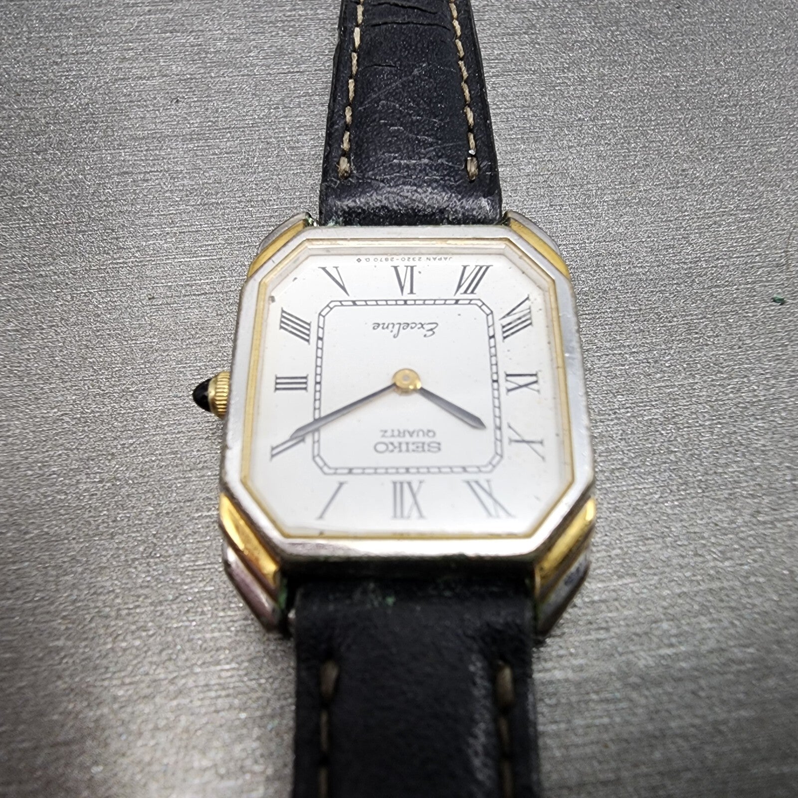 Seiko Exceline Watch Women 21mm White Dial Two Tone Rectangle 23206440 PARTS5