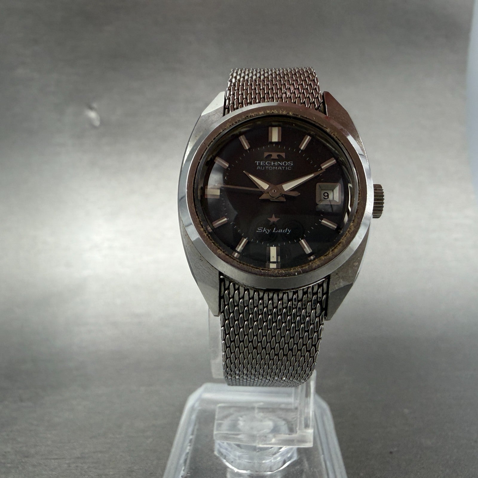 Technos Sky Lady Watch Women 24mm Black Dial Steel Date Automatic  Runs5
