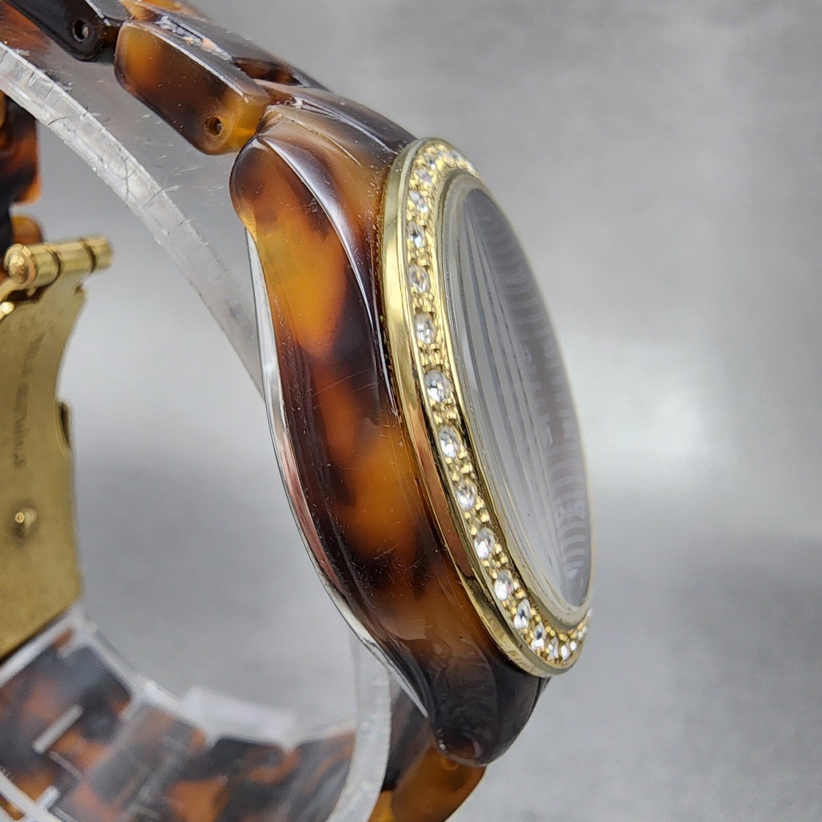Fossil Stella Mini Watch Women 31mm Brown Dial Tortoise Resin Case Date New Batt3