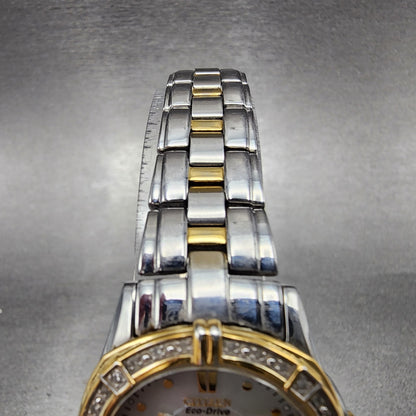 Citizen EcoDrive Watch Women MOP Dial Two Tone Date Round Date Round Runs6