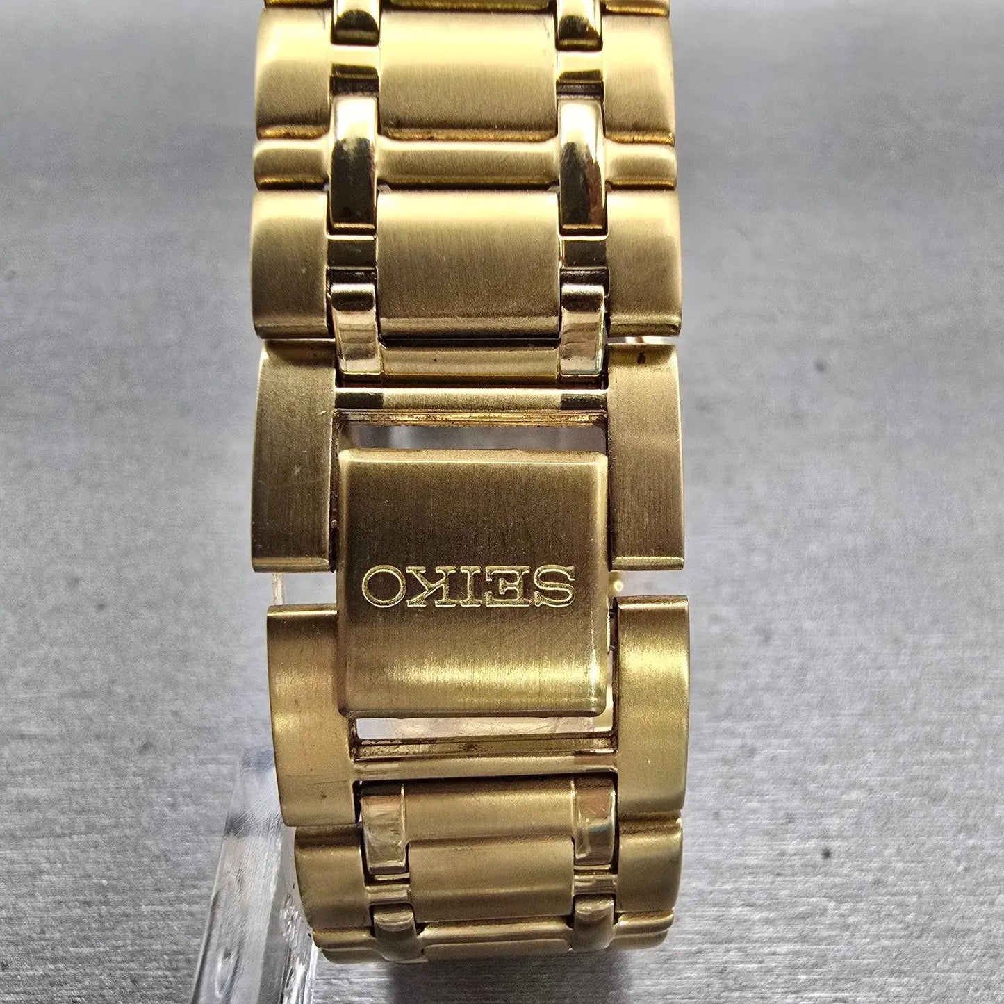 Seiko Watch Men 31mm Gold Dial Gold Tone Rectangle V701-5220 New Battery Vintage7