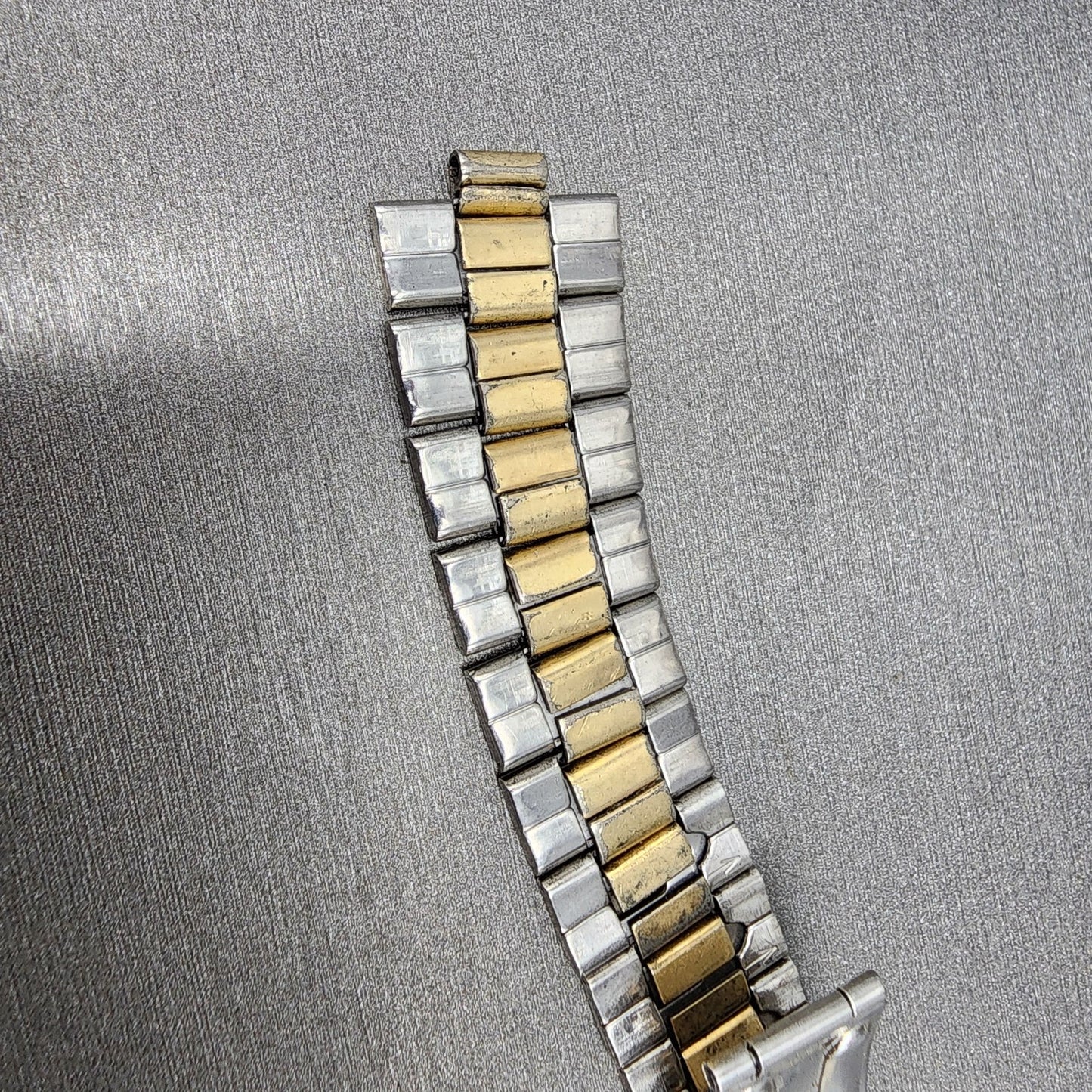 VTG Seiko Watch Bracelet 19mm Two Tone Gold&Silver Tri Folding Claps8