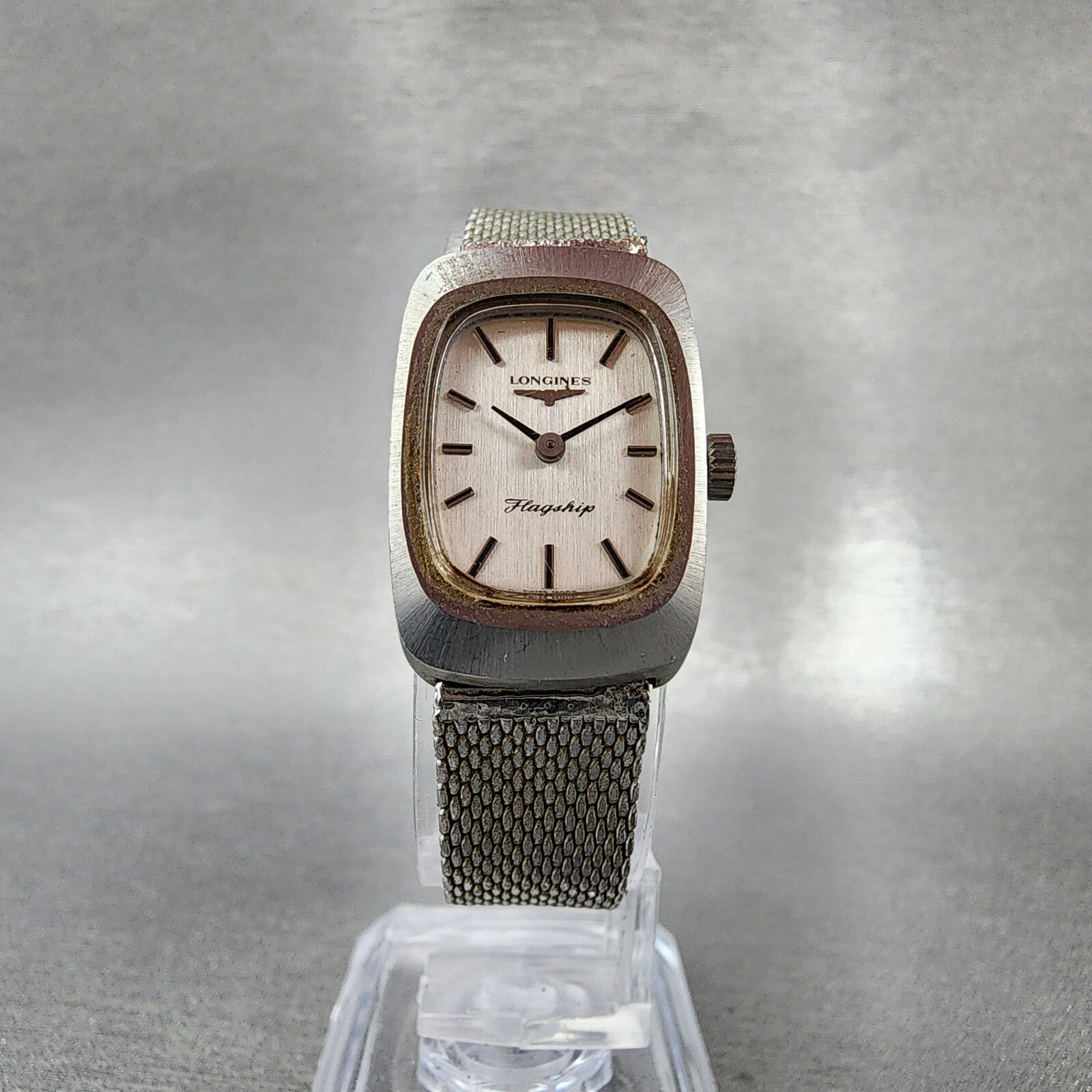 VTG Longines Flagship Watch Women 18mm Silver Dial Steel Rectangle Manual Wind5