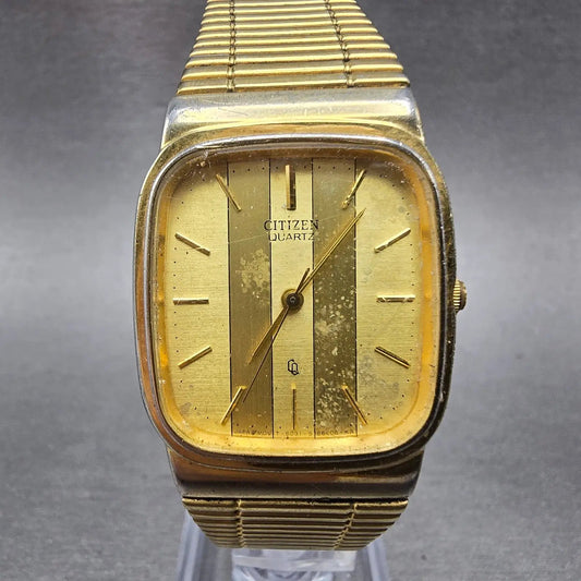 Citizen CQ Watch Men 27mm Champagne Dial Gold Tone Rectangle 6031-S23691 PARTS0