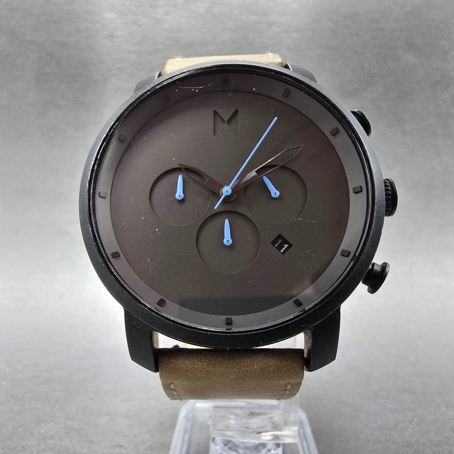 MVMT Chronograph MC02 Watch Men 45mm Black Dial Black Tone Date Round New Batt5