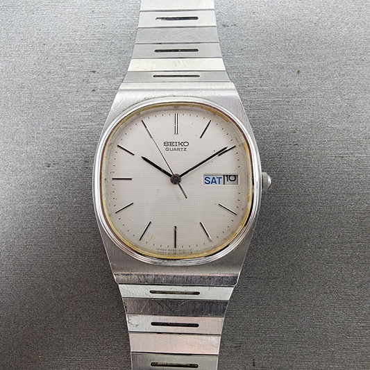 Seiko Watch Men 31mm White Dial Stainless Steel Daydate Oval 65335029 PARTS0