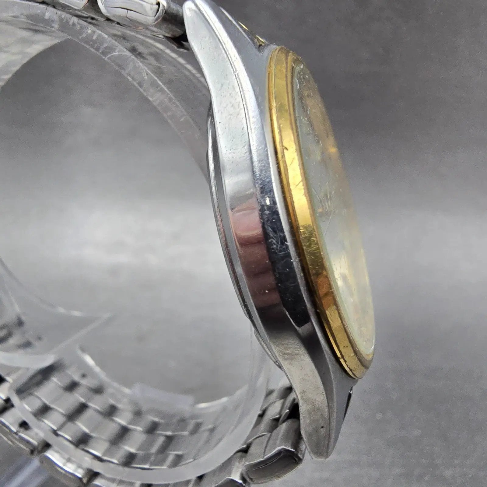 Seiko Watch Men 37mm Silver Dial Two Tone Daydate Round 7N43-9048 PARTS Vintage4
