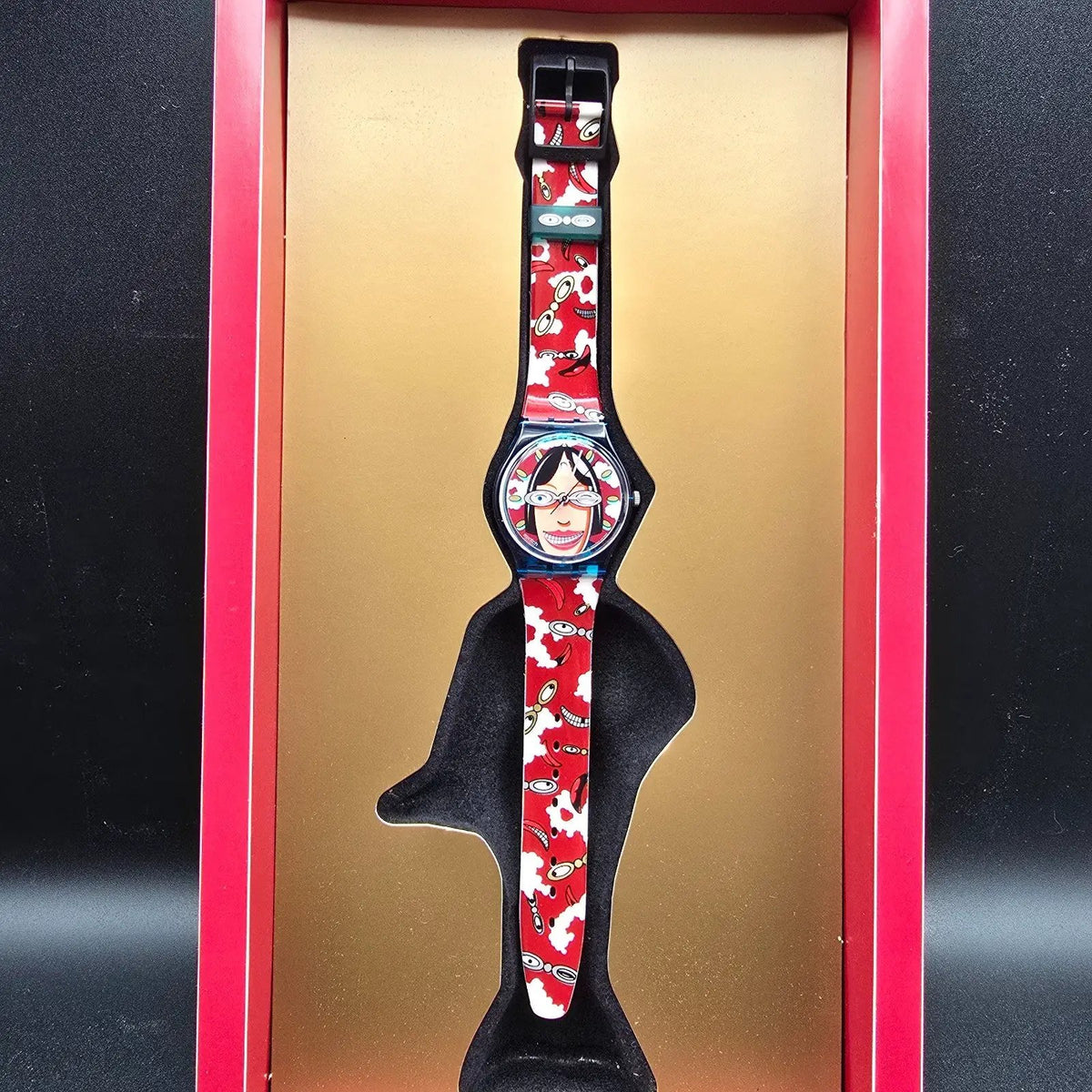Swatch Special Smilla Watch Men 34mm Red Dial Blue Case GZ701 New Battery NOS5