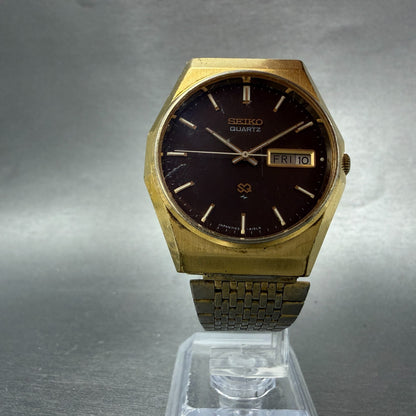 Seiko SQ Watch Men 35mm Brown Dial Gold Tone Daydate 7123-8140 New Battery5