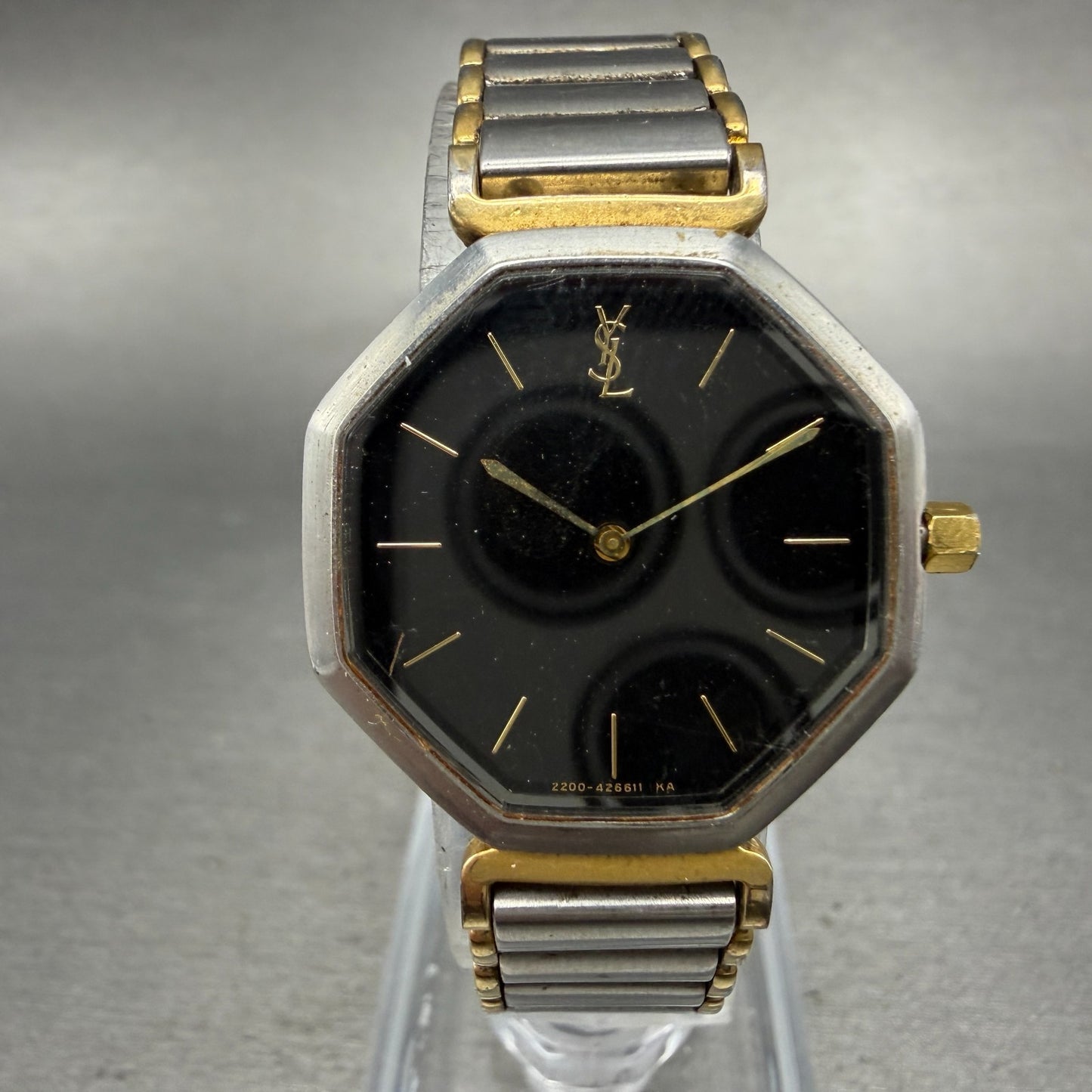 Yves Saint Laurent Watch Women 25mm Black Dial Two Tone Octagon 2200-222377 PART0