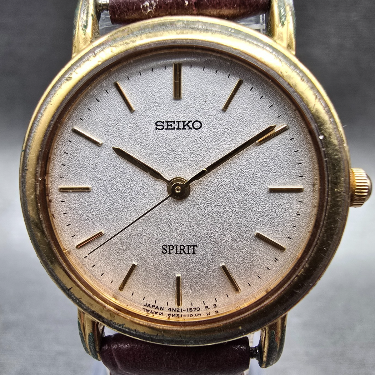 Seiko Spirit Watch Women 25mm Silver Dial Gold Tone Round 4N21-0810 New Battery1