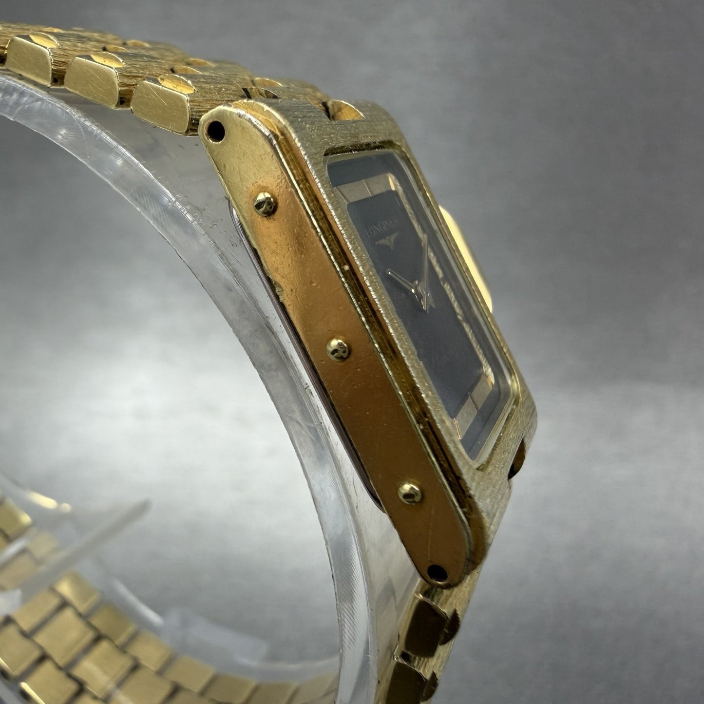 Longines Tank Watch Women 17mm Black Dial Gold Tone Rectangle New Battery3