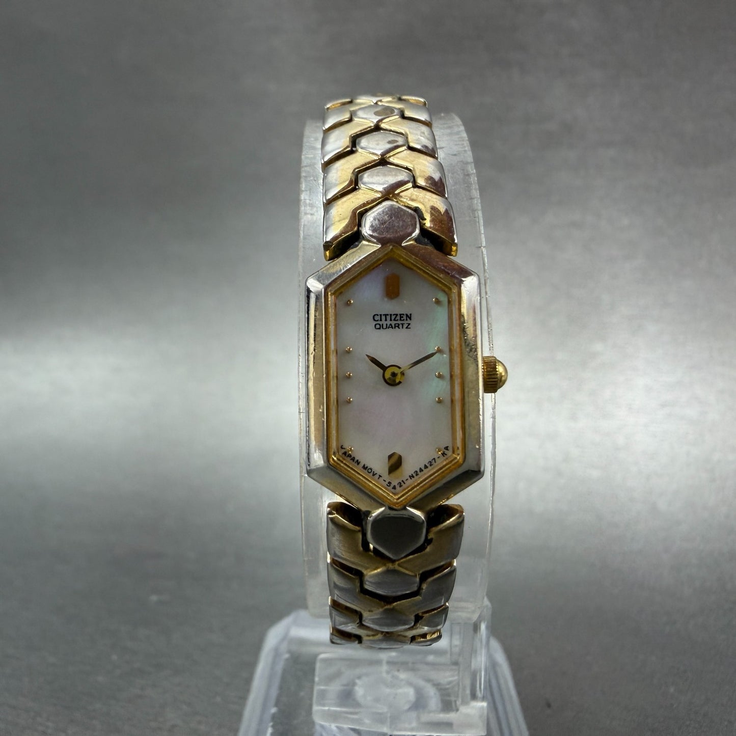Citizen Watch Women 13mm MOP Dial Gold Tone Hexagon 5421-S41185 New Battery ABC5
