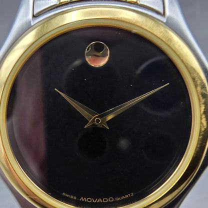 Movado Museum Watch Men 34mm Black Dial Two Tone Round 81-E4-0863 New Battery NR1