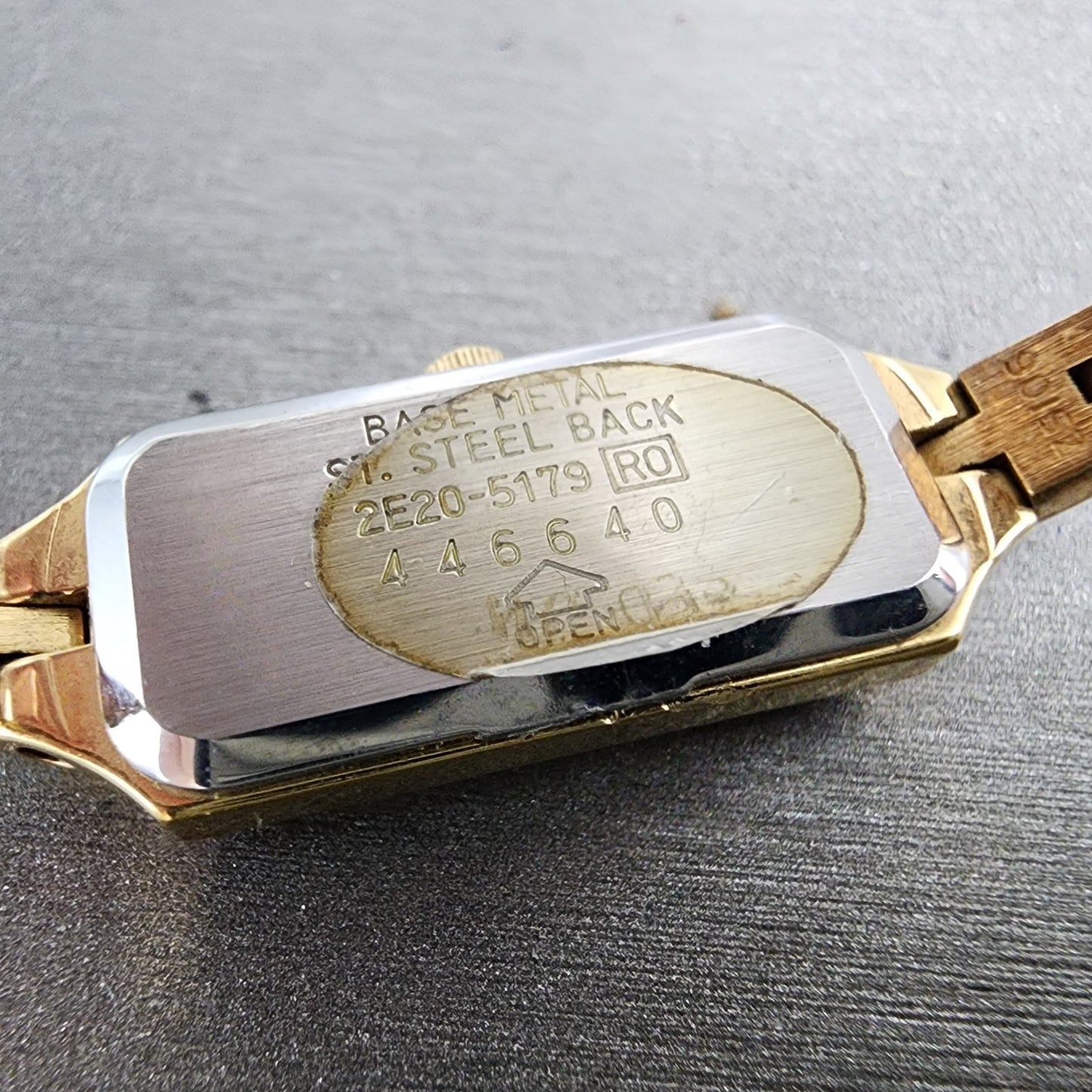 Seiko Watch Women 12mm Champagne Dial Gold Tone Rectangle 2E205179 New Battery9