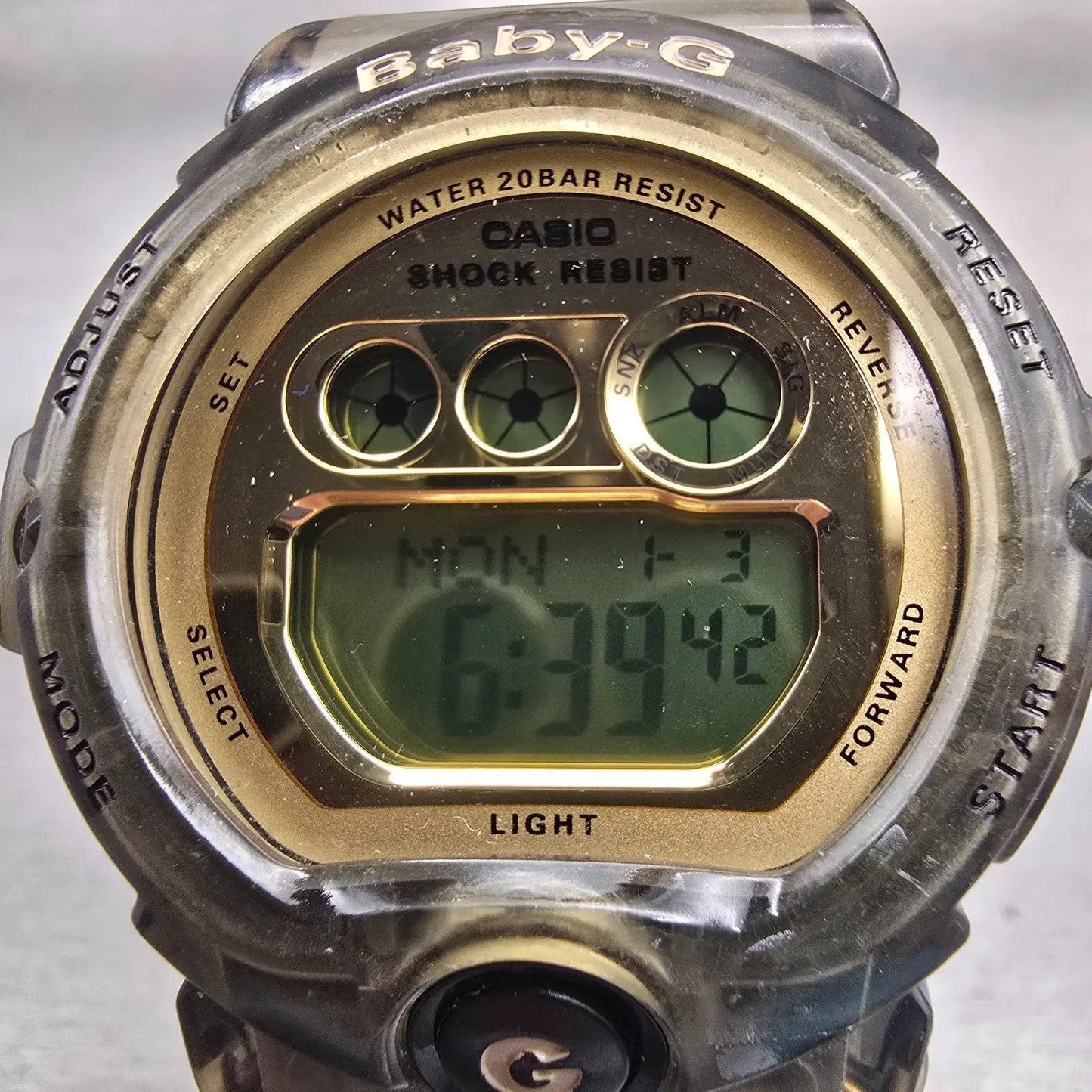 Casio Baby-G BG-6901 Watch Women 46mm Gold Gray Alarm Chronograph New Battery1
