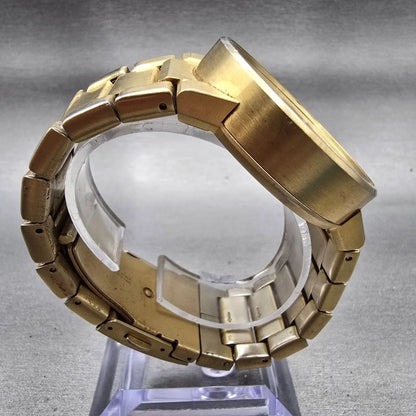 Nixon The Cannon Watch Men 40mm Gold Dial Gold Tone Round New Battery8