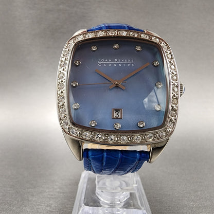 Joan Rivers Classic Watch Women 38mm MOP Silver Tone Rectange Crystal Bezel Runs5