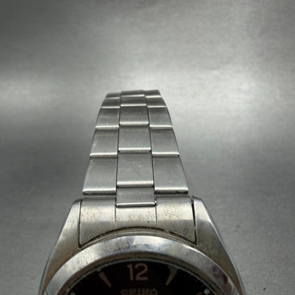 Seiko 5 Automatic Watch Men 37mm Black Dial Silver Tone Daydate 7S26-0440 Runs3
