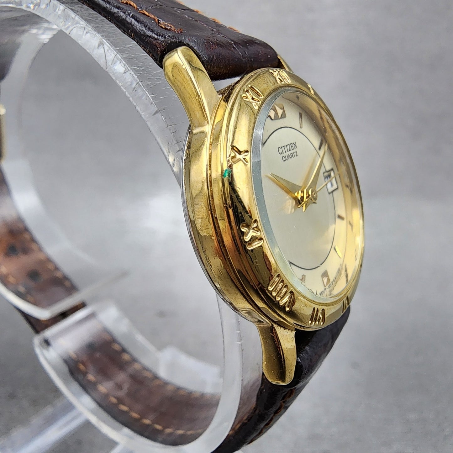 Citizen Watch Women 24mm Champagne Dial Gold Tone Date 1012K13131 New Battery3
