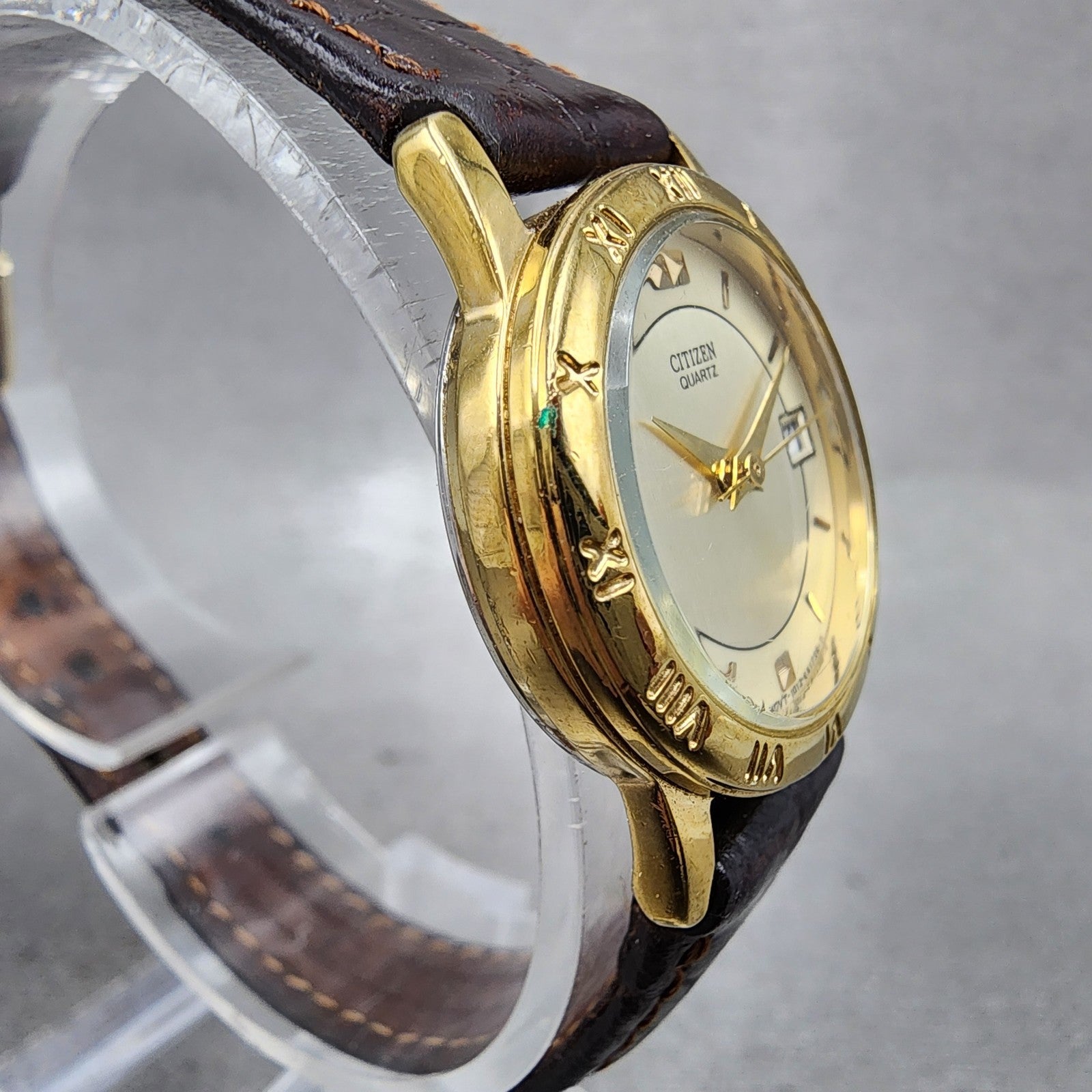 Citizen Watch Women 24mm Champagne Dial Gold Tone Date 1012K13131 New Battery3