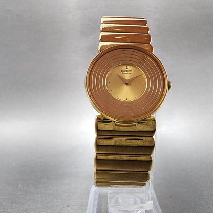 Seiko Watch Women 24mm Gold Dial Gold Tone Round 1N000B59 New Battery5