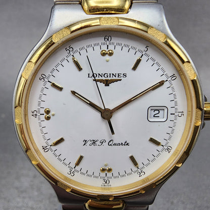 Longines Conquest VHP Watch Men 35mm White Dial Two Tone Date Round New Battery1