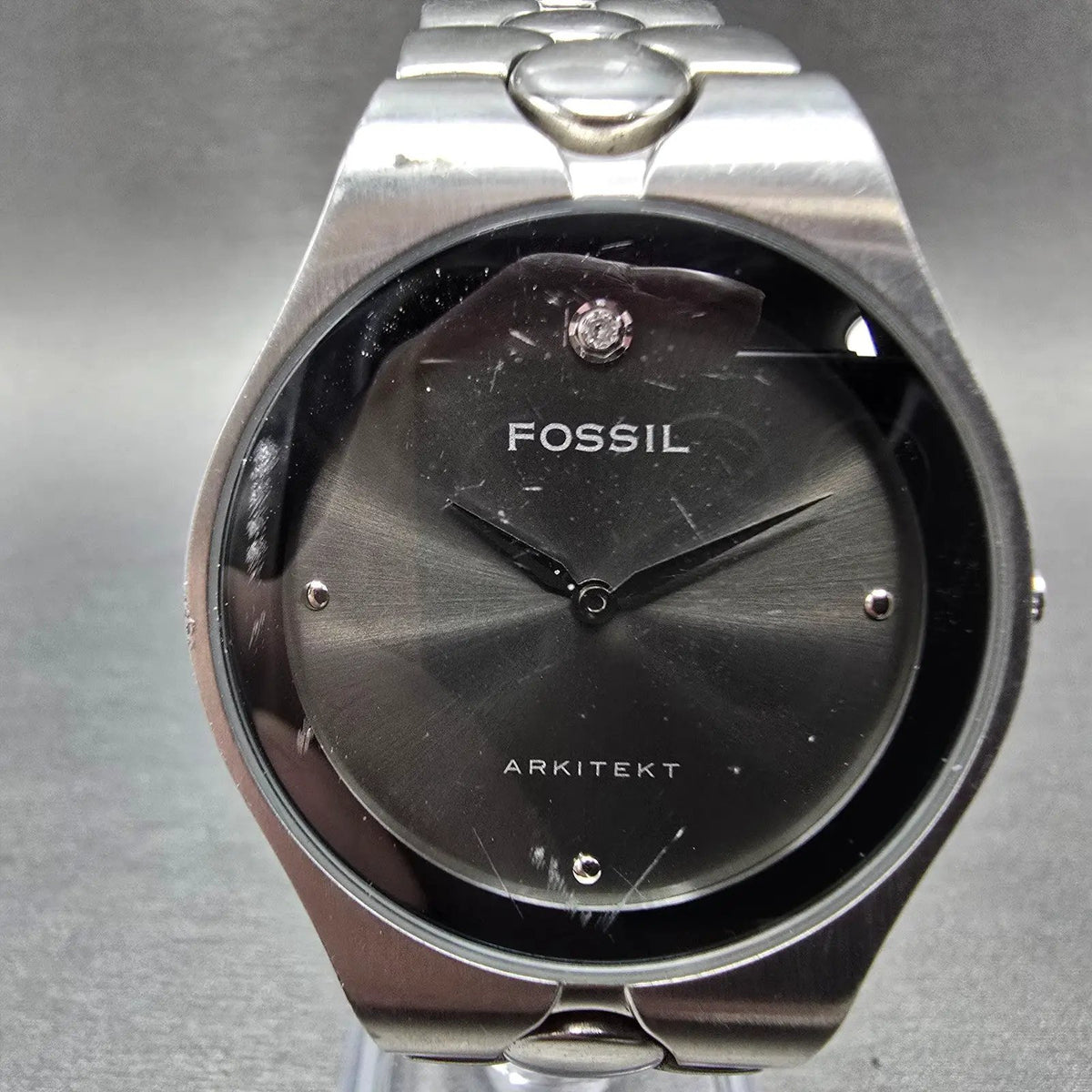 Fossil Arkitekt Watch Men 35mm Gray Dial Silver Tone Round FS-2696 New Battery0