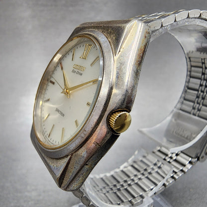 Citizen Eco-Drive Junction Watch Men 35mm Silver Dial Two Tone Round E030 Runs A