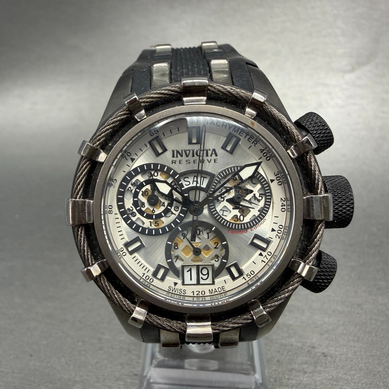 Invicta Reserve Bolt Chrono Watch Women 40mm Silver Dial Black Date 0201 Newbatt0